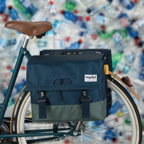 Urban Proof Dubbele Fietstas Gerecycled Pet 40 Liter Vibrant Blue blauw/groen blauw/groen