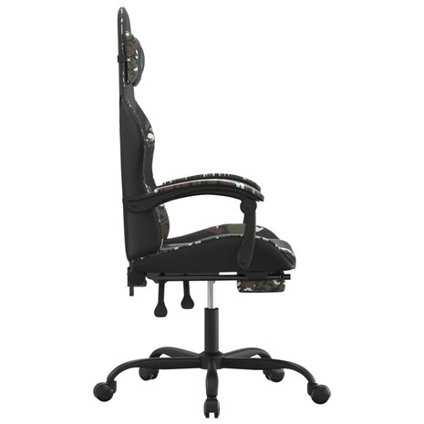 Gamestoel met voetensteun kunstleer zwart en camouflage