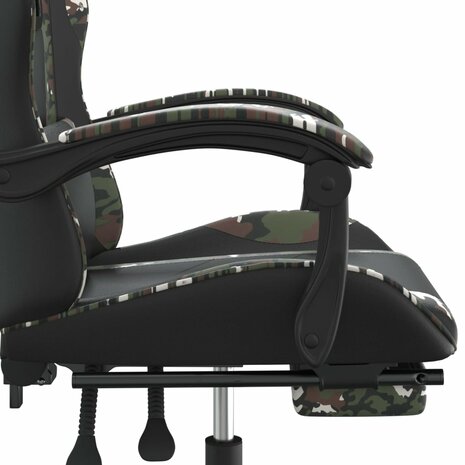 Gamestoel met voetensteun kunstleer zwart en camouflage