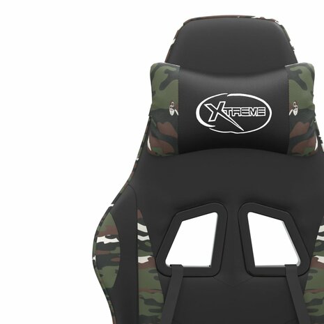 Gamestoel met voetensteun kunstleer zwart en camouflage