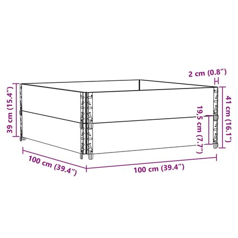 Palletopzetranden 2 st 100x100 cm massief grenenhout