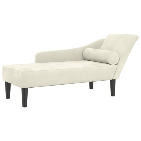 Chaise longue met kussens fluweel crèmekleurig