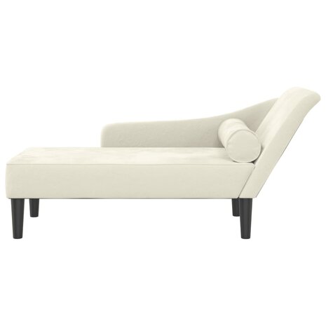 Chaise longue met kussens fluweel crèmekleurig