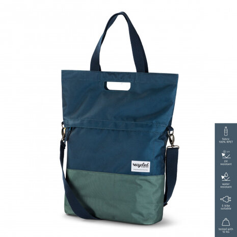 Urban Proof Fietsshopper Gerecycled Pet 20 Liter Vibrant Blue blauw/groen blauw/groen