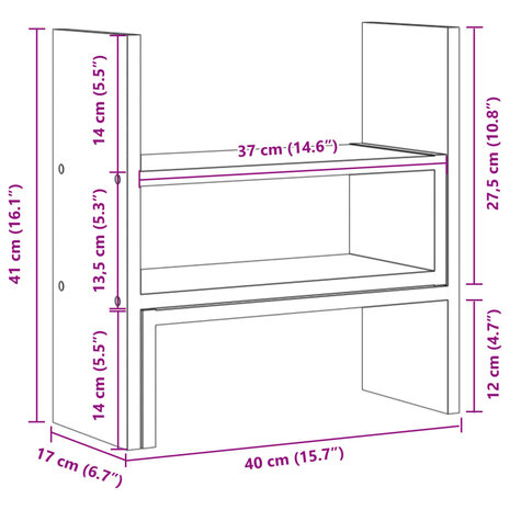 Bureau organiser 40x17x41 cm bewerkt hout zwart