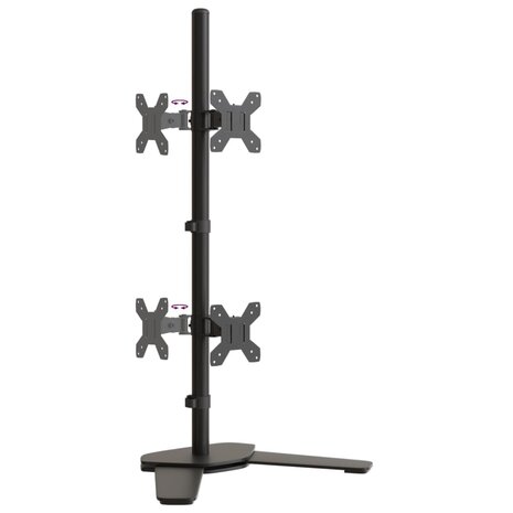 Monitorstandaard dubbel VESA 75/100 mm staal zwart