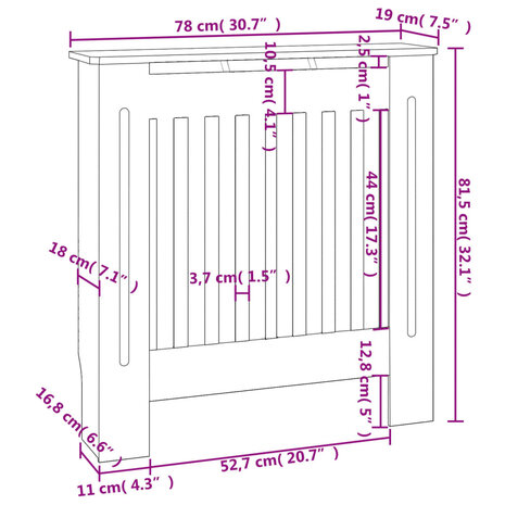 Radiatorombouw 78 cm MDF grijs
