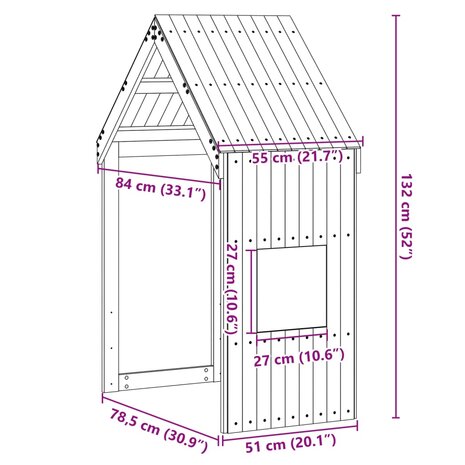 Kinderbedhuisje 55x84x132 cm massief grenenhout wit
