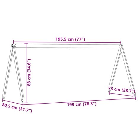 Kinderbedhuisje 199x80,5x88 cm massief grenenhout wasbruin