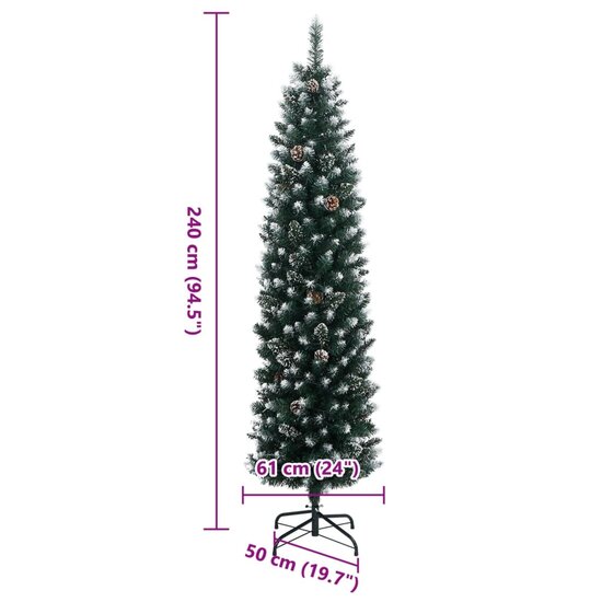 Kunstkerstboom smal met 300 LED&#039;s 240 cm