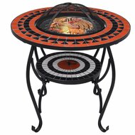 Vuurtafel moza&iuml;ek 68 cm keramiek terracottakleurig en wit