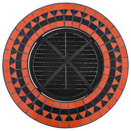 Vuurtafel moza&iuml;ek 68 cm keramiek terracottakleurig en wit